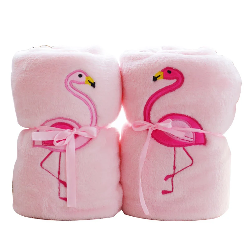 

Flamingo plush toy air conditioning blanket Children's roll blanket Office nap blanket