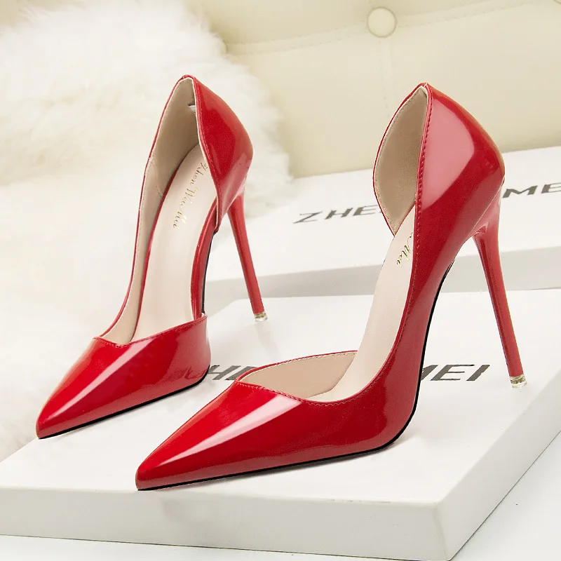 

Designer concise high heels pumps women fashion sexy shallow ladies wedding party shoes vintage pointed toe women shoes 10cm