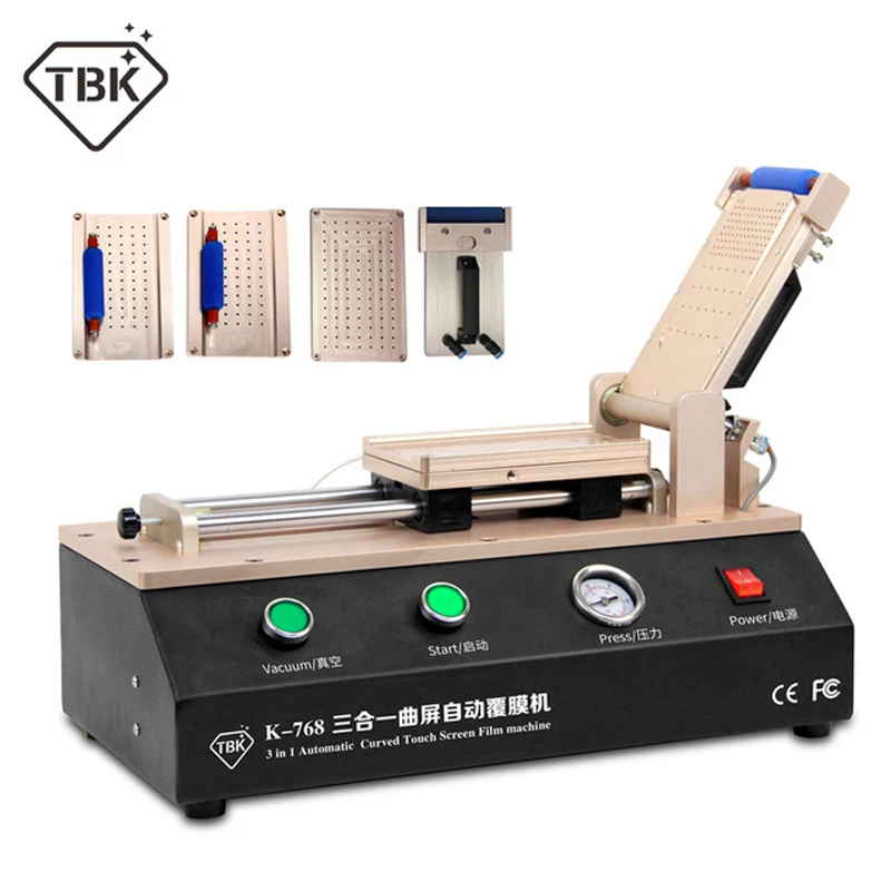 Newest 3 in 1 TBK-768 Automatic Curved Touch Screen OCA Film Laminating Machine For S6 S7 Edge Plus Laminator for Curved Screen