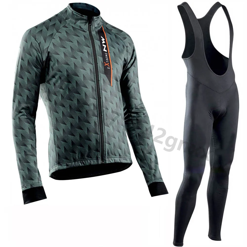 

NW 2019 New Spring Men Cycling Jersey Long Sleeve Set Breathable Bike bib shorts MTB Bicycle Clothing 9D Gel Pad Ropa Ciclismo