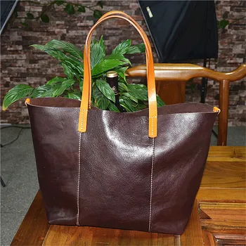 

Nesitu Large A4 Yellow Green Black Coffee Brown Vegatable Tanned Genuine Leather Women Shoulder Bags Female Handbag Tote M32028