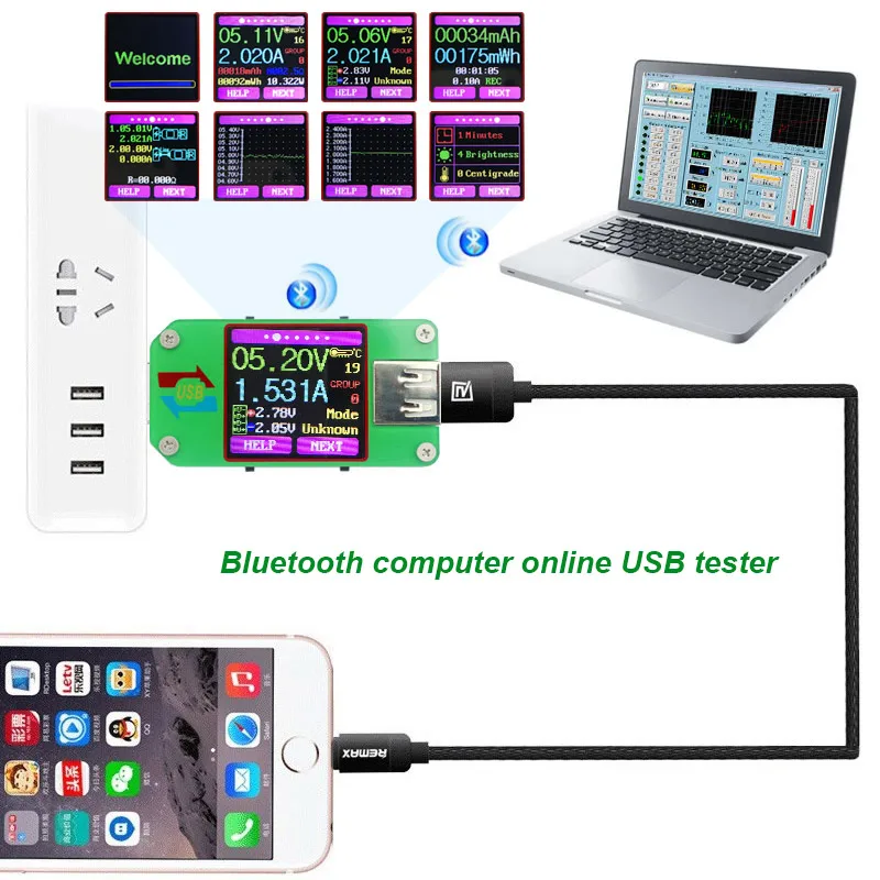 

USB tester UM24C DC Voltmeter ammeter current voltage meters capacity monitor qc2.0 quick charger Battery Power Bank detector