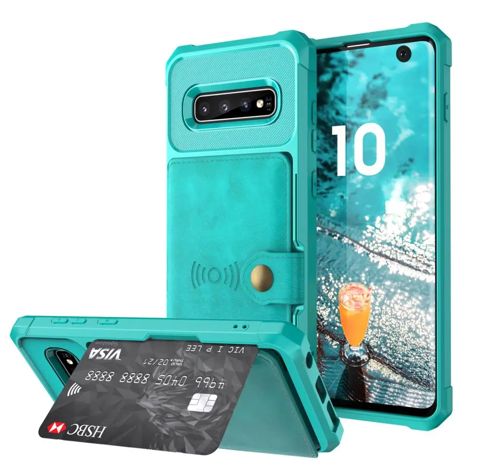 Чехол с магнитным держателем для samsung Galaxy S9 S10 S10e из искусственной кожи флип-чехол для телефона для samsung Galaxy S9 S10 Plus Note 9 - Цвет: Green