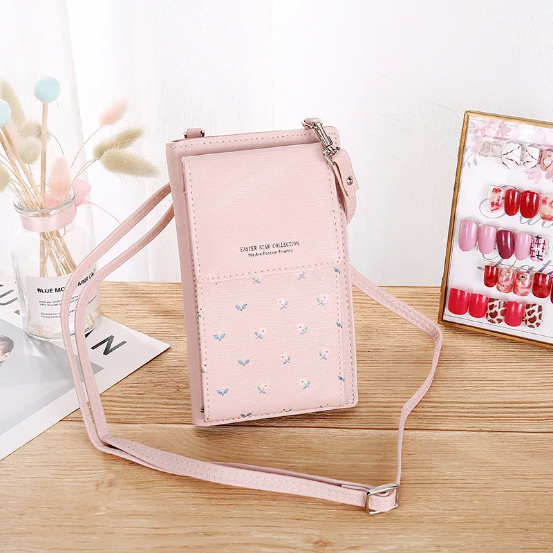 

2019 new women's shoulder bag printing mobile phone bag Korean fashion multi-function wallet student mini card package