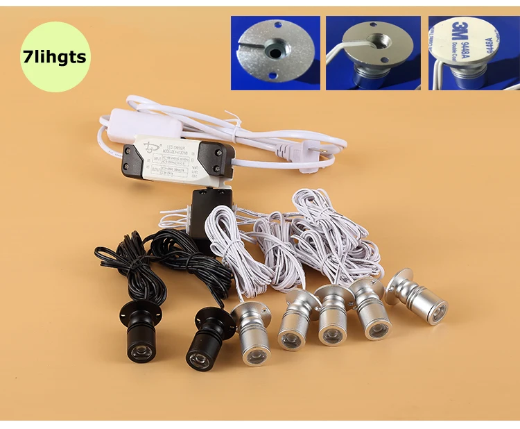 1W exposed LED mini spotlight AC220V for counter jewellery showcase cabinet light series circuit (11)