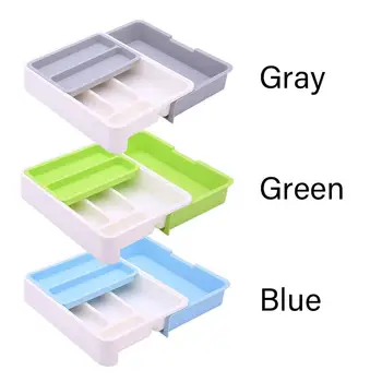 

Retractable Kitchen Shelf Rack Drawer Container Sub Lattice Plastic Chopsticks Knife Fork Finishing Box Home Kitchen Accessories