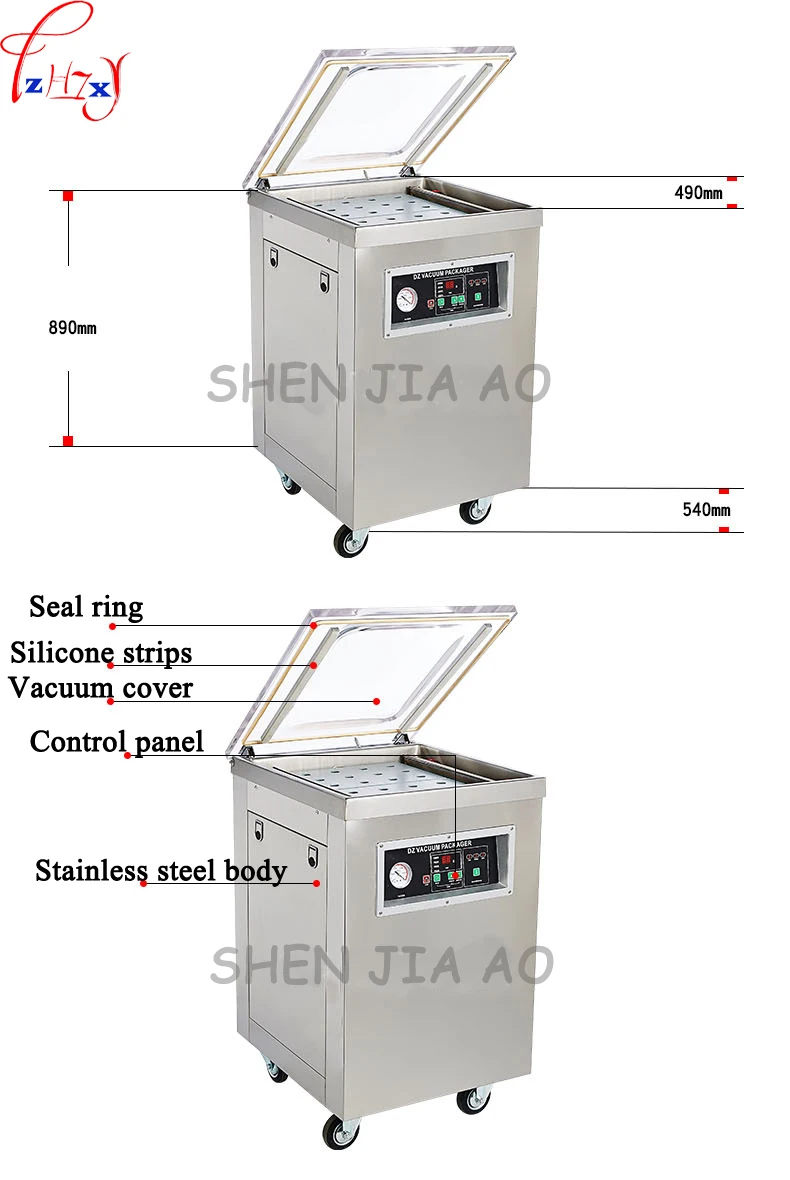 1 шт. 220 В 1000 Вт Коммерческая DZ400 304 нержавеющая сталь углубленная однокамерная вакуумная упаковочная машина