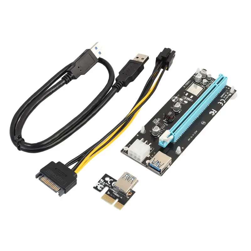 USB 3,0 PCI-E 1X к 16X карта Райзер Расширитель адаптер (6 конденсаторов)