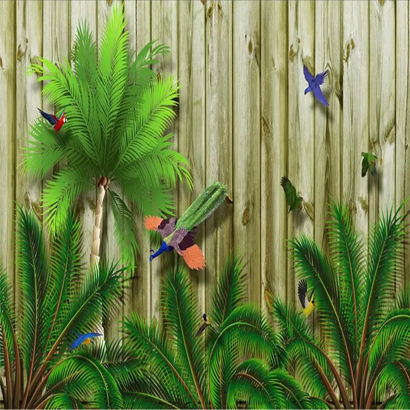 Custom wallpaper Mediterranean tropical bird forest Southeast Asia living room wall decoration waterproof material Custom wallpaper Mediterranean tropical bird forest Southeast Asia living room wall decoration waterproof material