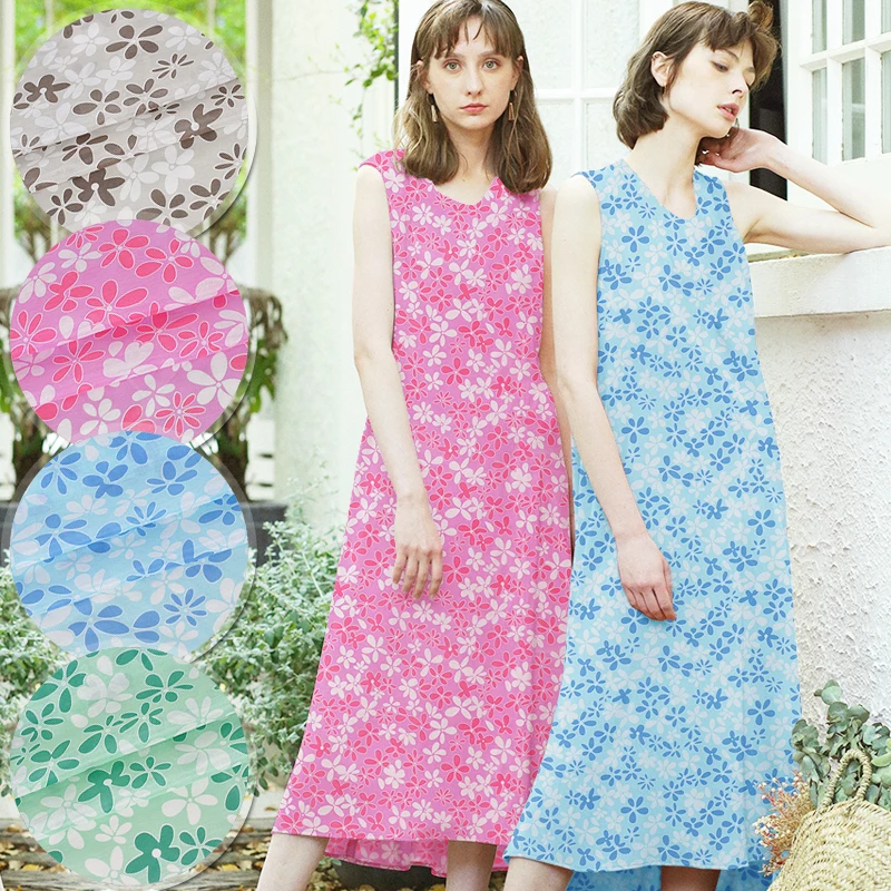 135 см шириной 9 мм милый маленький цветочный принт розовый кофе цвет синий бумажно-шелковая ткань хорошо подходит для летнего платья юбка рубашка JH136