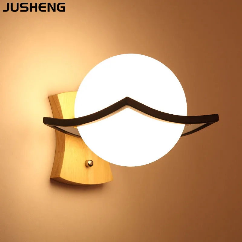 Modern minimalist LED bedroom bedside indoor wall lamp aisle balcony wall lamp glass wrought wall lamp