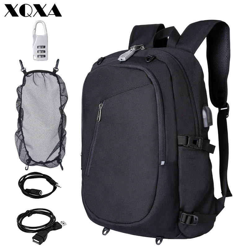 

XQXA Laptop Backpack Anti Theft Backpack with Lock 15.6 " Slim Laptop Rucksack with USB Charging for College Student Men Women