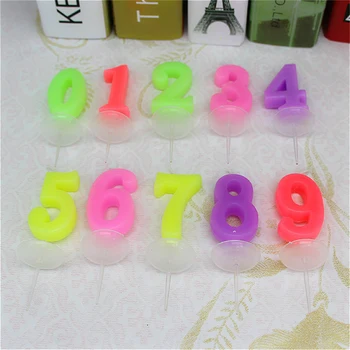 

25pcs Color Random 0-9 Number Candle with Base Kids Birthday Party Cake Decor Ice Cream Cupcake Festival Digital Candle Supply