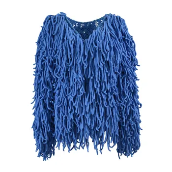 

T0669Europe and America Women Autumn Knitted Coat female Winter tassel loose Cardigans Coat Pop Braided Jacket