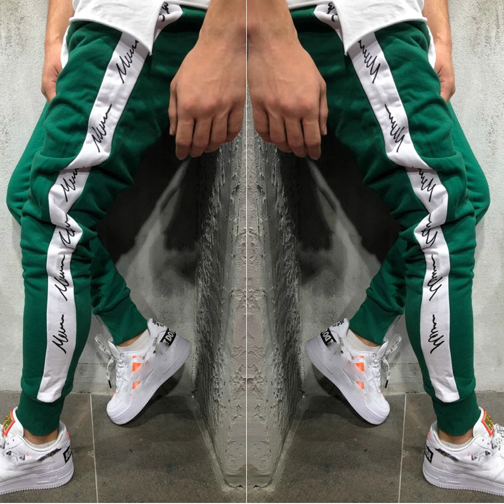 Брюки 2018 новые Брендовые мужские Длинные повседневные брюки тонкие мешковатые шаровары брюки с принтом брюки