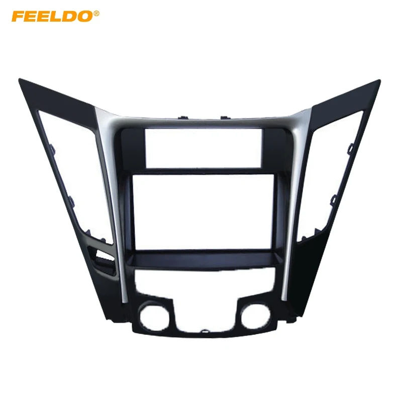 

FEELDO Car Refitting DVD Radio 2Din Fascia Frame for Hyundai Sonata YF(Luxry Type LHD) Stereo Face Panel Dash Installation Trim