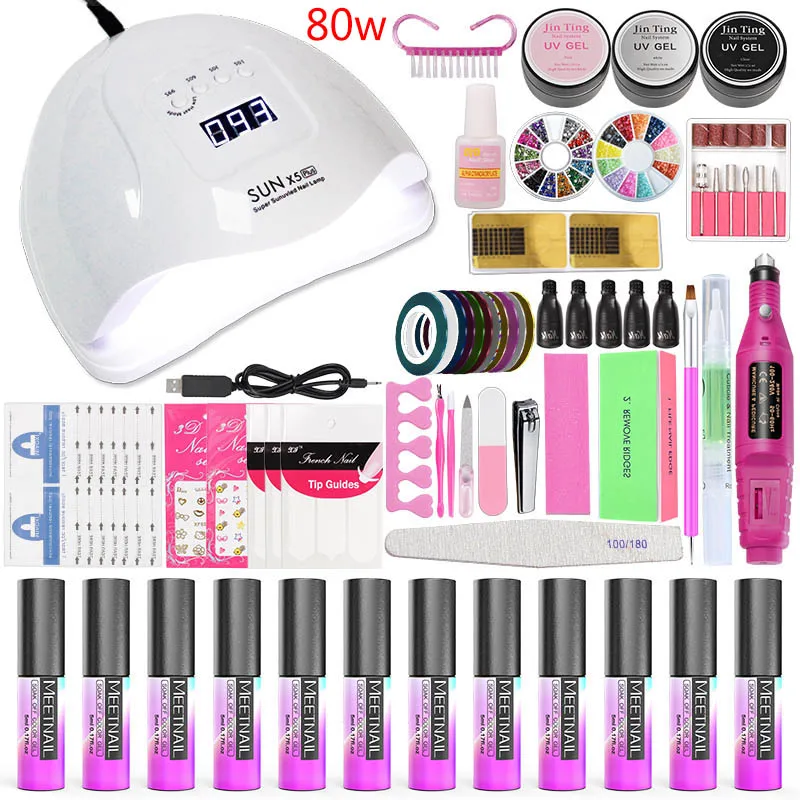 

MeetNail Nail Art Set UV LED LAMP Dryer 10 Color 5ml Gel Nail Polish Set Kit Nail Tools Gel Varnish Lacquer Manicure Tools Kit