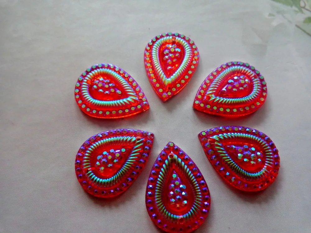 100pcs 13*18mm Red AB colour stones Sew on rhinestones water drop shape Accessories Strass gem beads | Дом и сад