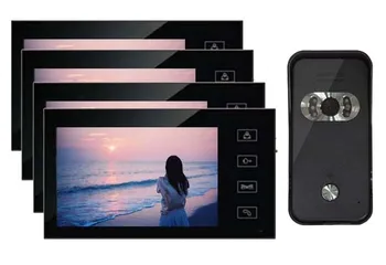 

XinSiLu New 7" LCD Video Door Phone Intercom Security System Doorbell With 700TVL Camera 1Camera+4Monitors