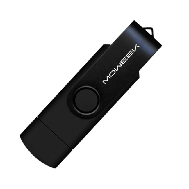 Moweek USB 3,0 OTG USB флэш-накопитель для Android смартфон 8 Гб оперативной памяти, 16 Гб встроенной памяти, 32 ГБ, 64 ГБ, 128 ГБ флэш-накопитель высокой скорости cle USB флеш-накопитель флешка - Цвет: Black