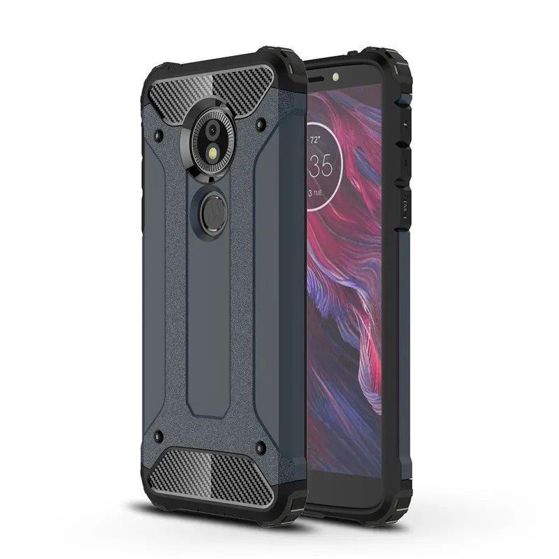 Противоударный чехол для Motorola Moto G6 G5 G5S E5 G4 Plus Z Play Force G3 E3 M TPU+ PC Гибридный армированный силиконовый чехол из углеродного волокна - Цвет: Navy