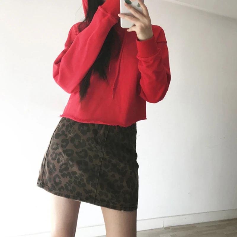 Сексуальные рваные юбки с леопардовым принтом, Женская мини джинсовая юбка, уличная юбка-карандаш с высокой талией, faldas mujer moda