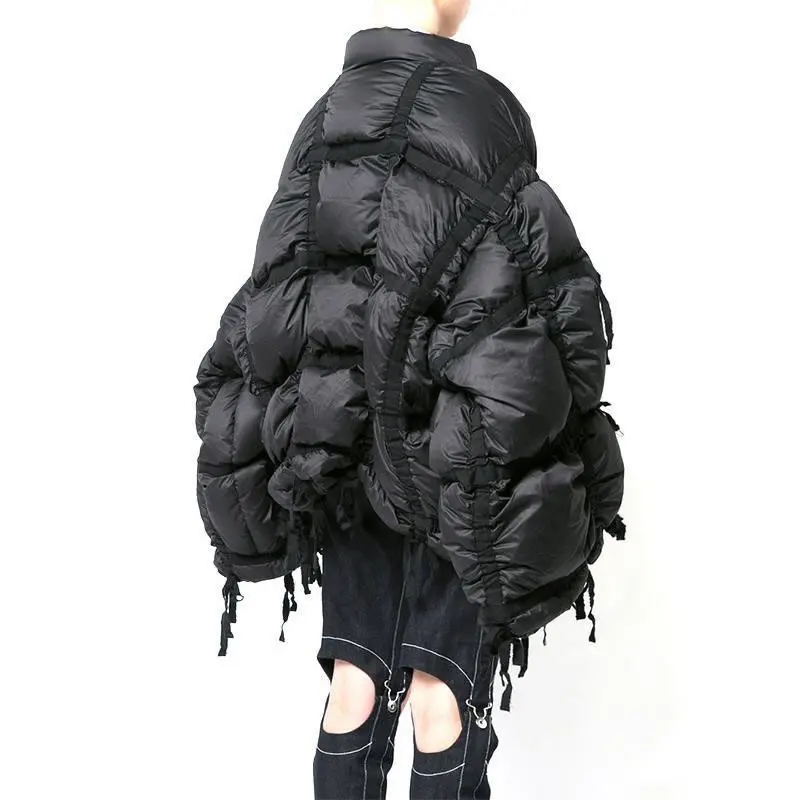 [XITAO] 2018 Winter Europe Fashion Women Stand Collar Full Sleeve Pleated White Duck Down Solid Color Thick Down Coat LYH1570