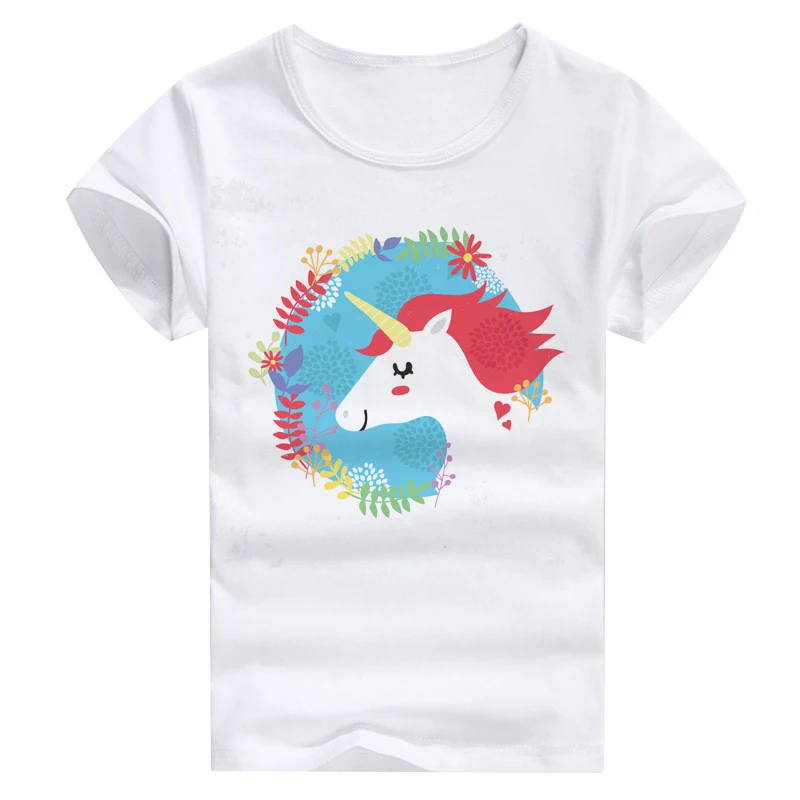 

RUNNING CHICK 2019 Xia cartoon Unicorn pattern T-shirt modle printed baby and family tshirt