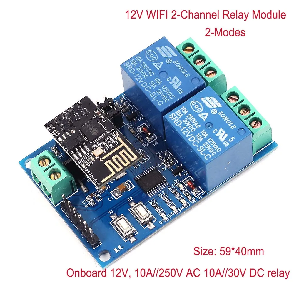 ESP8266 ESP-01 Wi-Fi модуль реле дистанционного Управление переключатель 1 2 4 канала 5V 12V для Умный дом IOT передача с помощью приложения на телефоне Управление; - Цвет: 12V 2-Channel