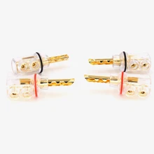 4pcs Gold plated BFA banana Transparent Cover Audio Banana Plug 1Set 4mm for speaker cable without Box