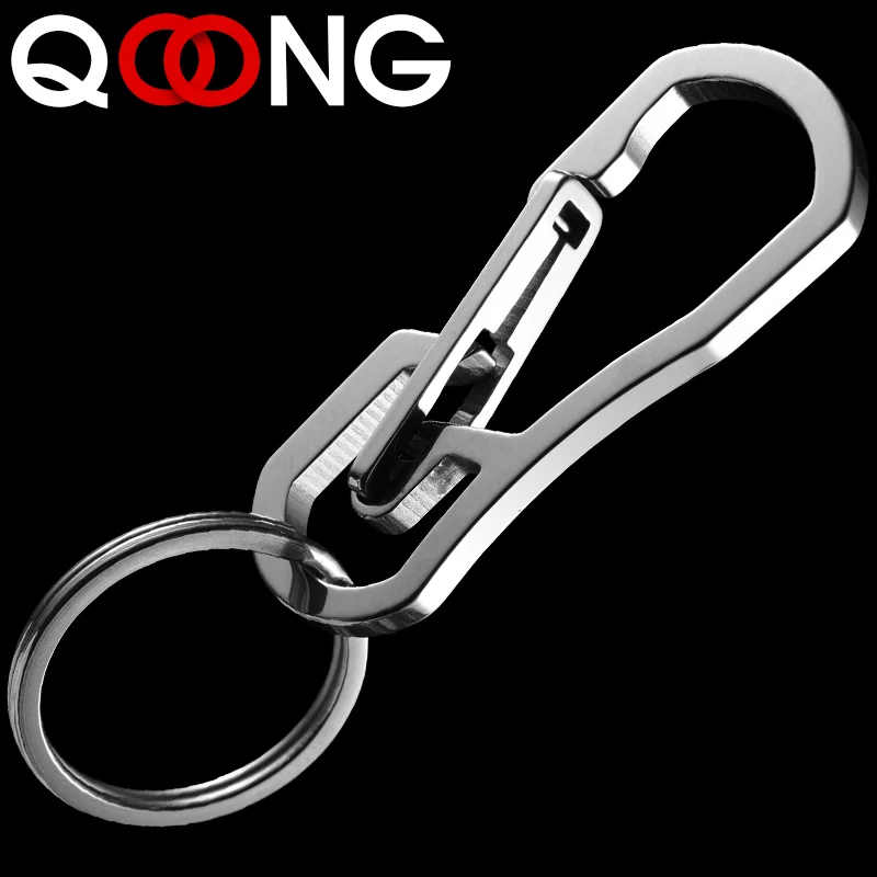 QOONG 2021 High Quality Metal Keyring Men's Stainless Steel Keychain