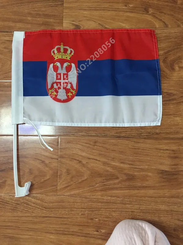 30x45 см Сербия Флаг для окна автомобиля автомобильные флаги из полиэстера высокого качества 100D с Flagpole