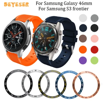 

silicone band For Samsung Gear S3 Frontier/galaxy watch 46mm bezel Watches strap Anti Scratch Protection Ring wristband
