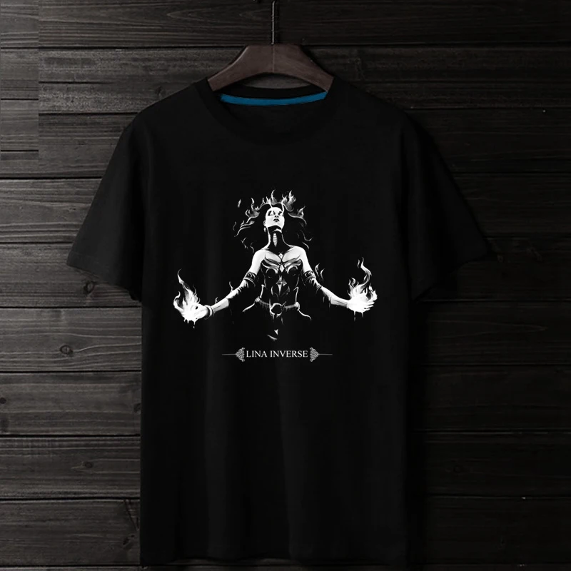  WBDDT Lina Inverse Game Dota 2 Men T Shirt Pattern Print 100% Cotton Quality Hip Hop Homme Suit Uni