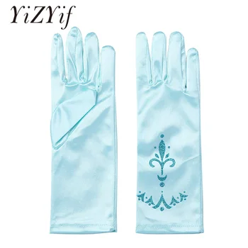 

YiZYiF Sky Blue Gloves Girls Long Satin Princess Gloves Kids Accessory Photo Prop for Halloween Cosplay Party Costume Dress Up