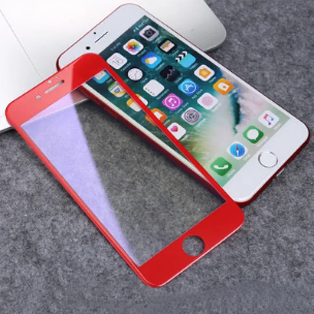 Для iPhone 7 полное покрытие протектор экрана 3D Arc Edge закаленное стекло черный белый золотой красный для iPhone7 6 6s plus стеклянная защитная пленка - Цвет: Red