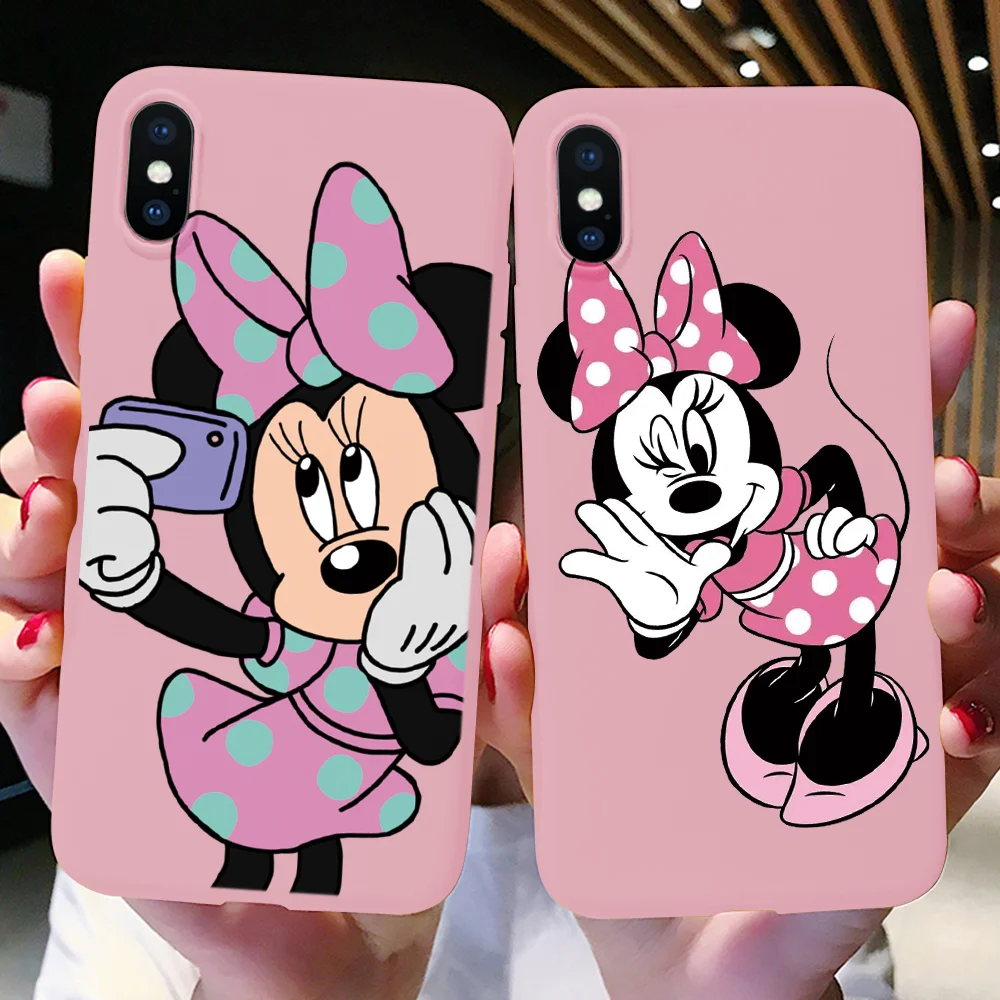 

Pink Matte Case For iPhone 11 Pro Xs Max 7 8 Plus Colorful Cartoon Lovely Phone Case for iPhone 6 6S XR X TPU Soft Silicon Cover
