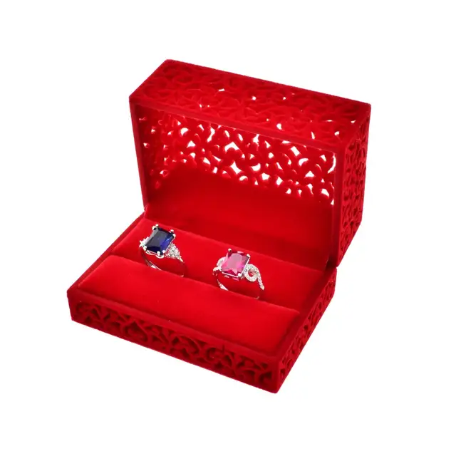 Online Whism Square Velvet Suede Wedding Engagement Ring Box Velvet Suede Wedding Engagement Ring