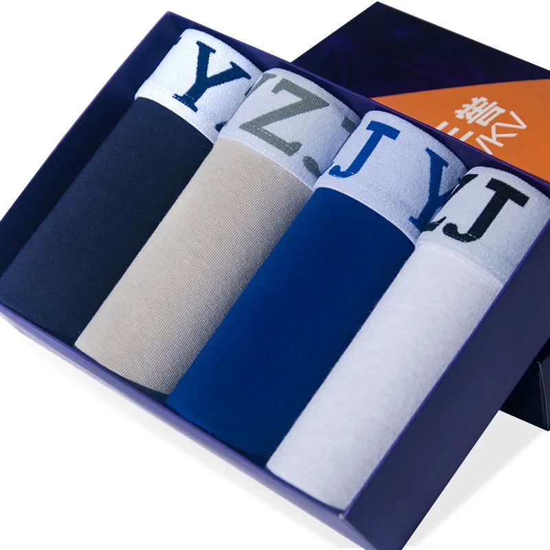

DEWVKV 2019 Brand Boxer 4Pcs/lot Mens Underwear Cotton Boxer Underpants Man Colorful Breathable Shorts Men's Panties