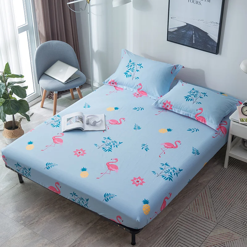 

Ins Flamingo Fruit Printed Fitted Sheet with All-around Elastic Rubber Band 100%Cotton Fabric 120*200cm,150*200cm,180*200cm Size