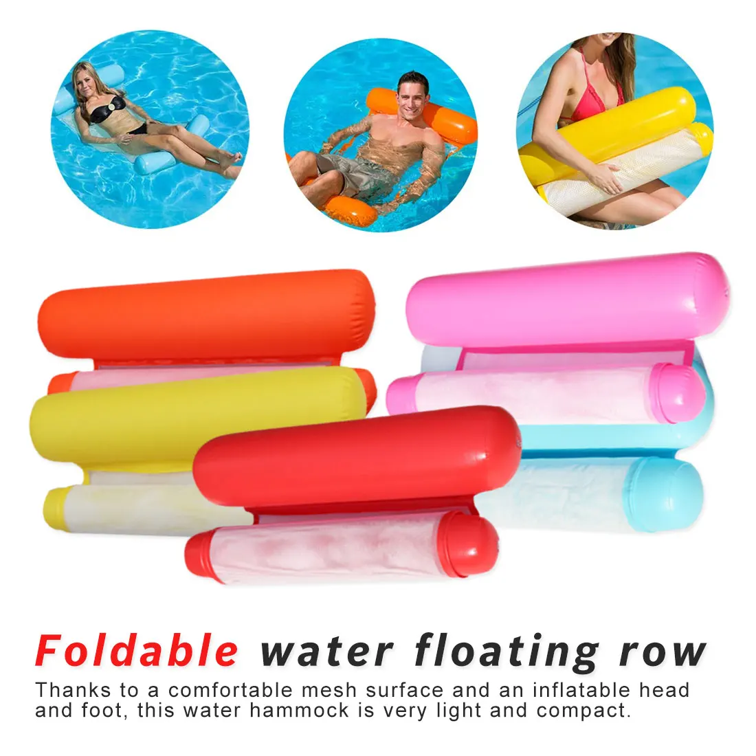 

Outdoor Foldable Water Hammock Single People Increase Inflatable Air Mattress Beach Lounger Floating Sleeping Bed Chair