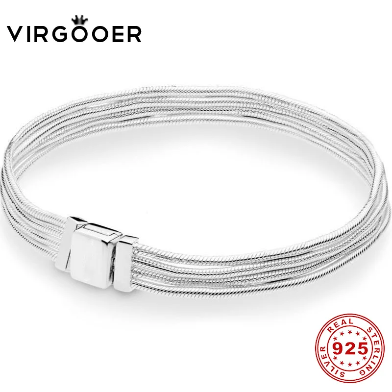 

Virgooer Original 925 Sterling Silver Reflexions Multi Snake Chain Pan Bracelet Fit Reflexion Clip Charm Bracelet Diy Jewelry
