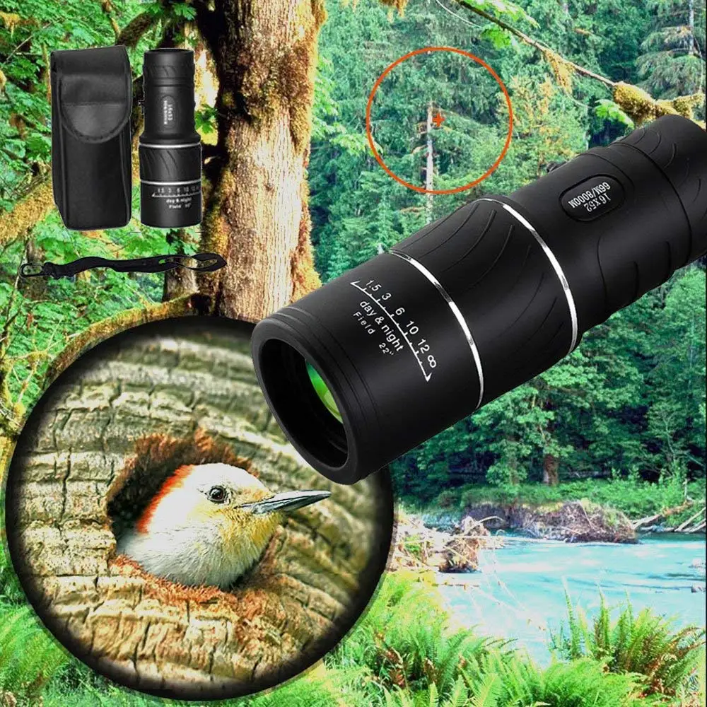 Outdoor High Quality 16 x 52 Optics Monocular With Zoom Hunting Lens Telescope Lenses Dual Focus Optic Lens Day scope binoculars