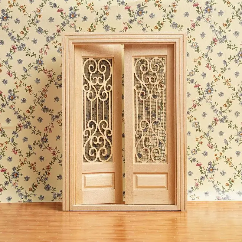 

Dongzhur 1:12 Dollhouse Mini Scene Model Vegetarian Embryo Pair Open Screen Door Frame Can Color Doll Toy Furniture Accessories