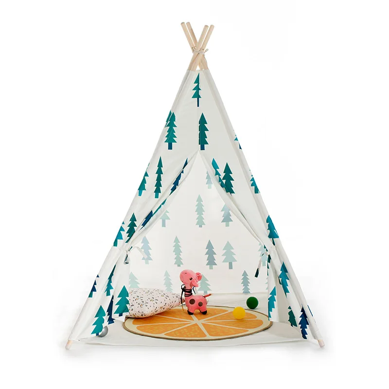 

Christmas Blast Little Tree Kids Four Corners Spire Tent Cotton Indoor Baby Game House Indian Triangle Playhouse for Kids