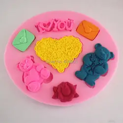 Валентина медведь любовника сердце силиконовые формы для торта Фондант Мыло в форме шоколада для кухни выпечки Sugarcraft