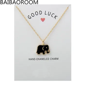 

12pcs Fashion Jewelry Glaze Good Luck Elephant Necklace For Women