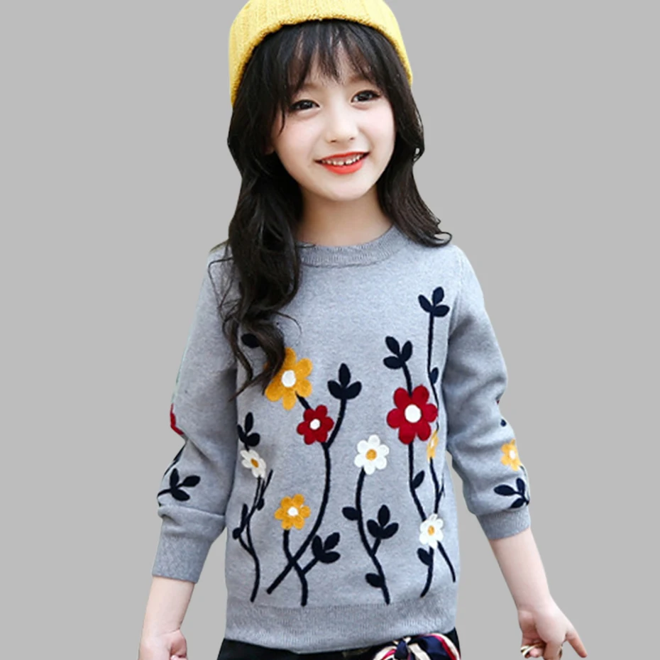 Teenage Flower Sweaters For Girls Children Clothin Autumn Spring