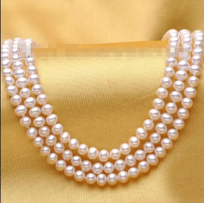 

Free shipping hot sale Women Bridal Wedding Jewelry >> 2016 woman's gift 7-8mm Perfect round AAA+ white akoya pearl necklace