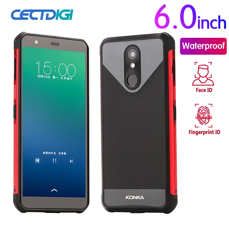IP68 Smartphone 2019 New Waterproof 6.0 Inch Quad Core 2GB+16GB Android 8.1 Face ID fingerprint Mobile Phone Konka RU1